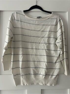 Ann Taylor Women’s Cream Striped Boatneck Sweater